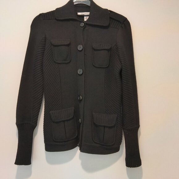 Diane Von Furstenberg Sweaters - Diane Von Furstenberg Collared Wool Cardigan/Sweater Black Size S